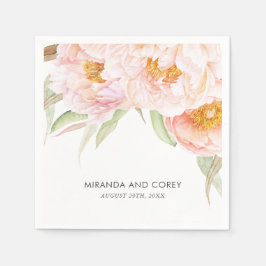 Guardanapo De Papel Pêonias Espelhadas Aquarela Floral