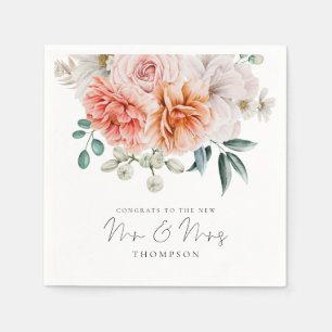 Guardanapo De Papel Peonies Coral Peach felicita a senhora deputada We
