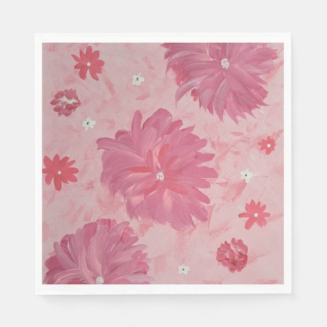 Guardanapo De Papel Peonies Rosa Partido Floral Napkins (Frente)