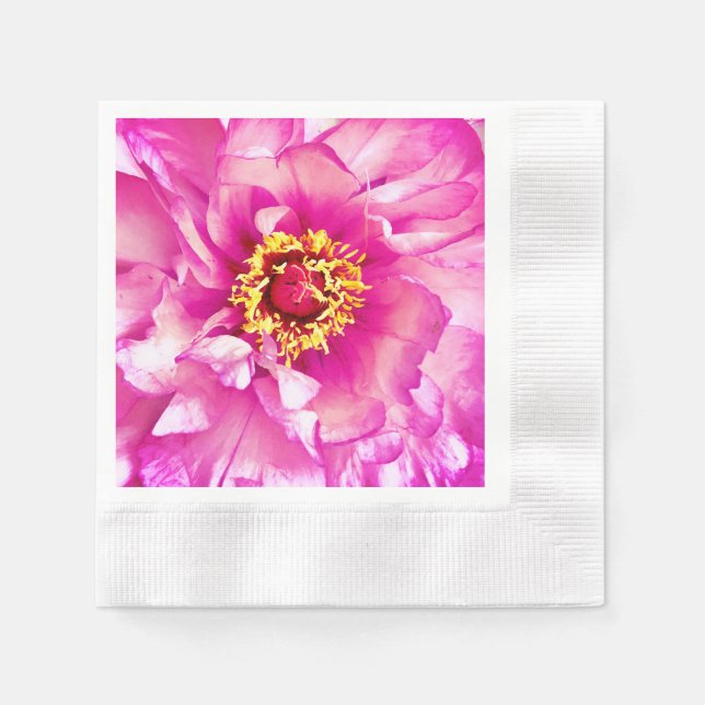 Guardanapo De Papel Peony Napkins rosa, coquetel cunhado (Frente)