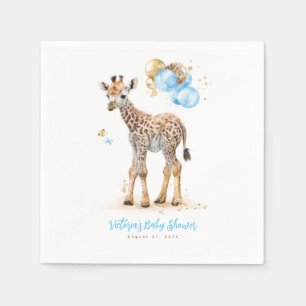 Guardanapo De Papel Pequena Girafa Moderna Boho Azul