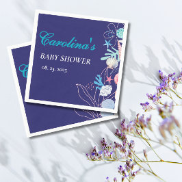 Guardanapo De Papel Pequena pérola roxa sob o chá de fraldas do mar