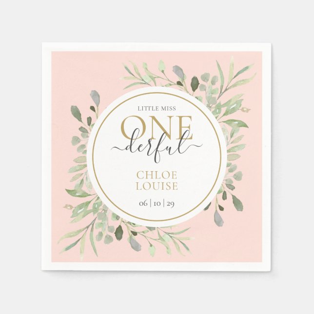 Guardanapo De Papel Pequena Senhorita ONEderful Elegante Primeiro Aniv (Frente)