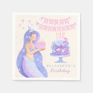 Guardanapo De Papel Pequena Sereia Mágica Sob o Mar Aniversário