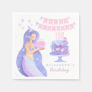 Guardanapo De Papel Pequena Sereia Mágica Sob o Mar Aniversário