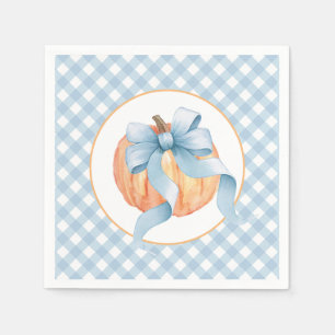 Guardanapo De Papel Pequena xadrez azul pastel de abóbora no primeiro