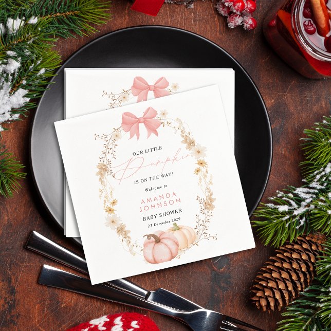 Guardanapo De Papel Pequeno Abóbora no caminho do outono chá de fralda (Criador carregado)