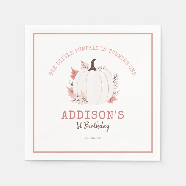 Guardanapo De Papel Pequeno Aniversário de Abóbora (Frente)