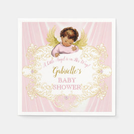 Guardanapo De Papel Pequeno Anjo a Caminho Rosa Ouro Menina Étnica