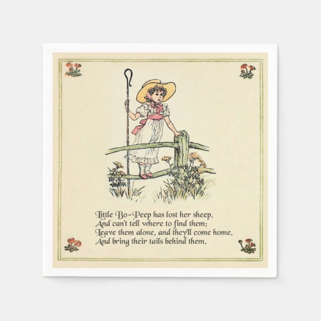 Guardanapo De Papel Pequeno Bo-Peep: Classic Kate Greenaway Nursery (Frente)