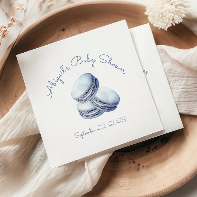 Guardanapo De Papel Pequeno Chá de fraldas Azul de Macarons Franceses (Criador carregado)