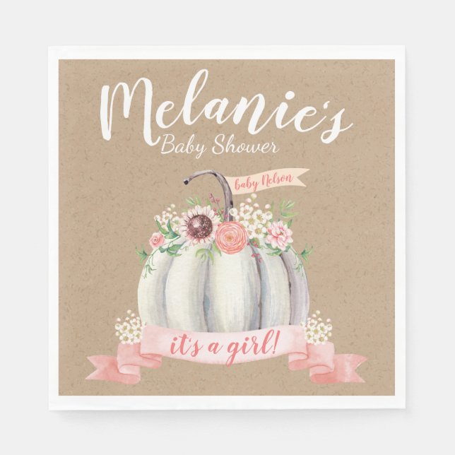 Guardanapo De Papel Pequeno Chá de fraldas de Abóbora (Frente)