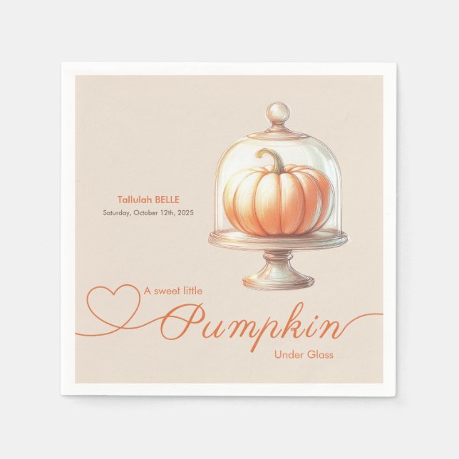 Guardanapo De Papel Pequeno Chá de fraldas de Abóbora - Elegância do o (Frente)