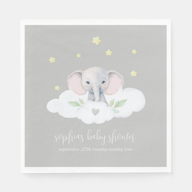 Guardanapo De Papel Pequeno Chá de fraldas de amendoim Elefante Napkin (Frente)