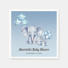 Guardanapo De Papel Pequeno Chá de fraldas de Balão Azul de Elefante d