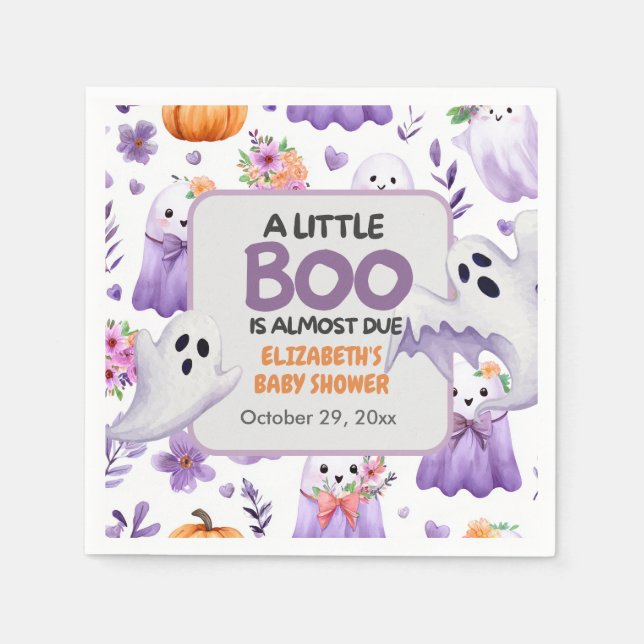 Guardanapo De Papel Pequeno chá de fraldas de Boo Pumpkin Halloween (Frente)