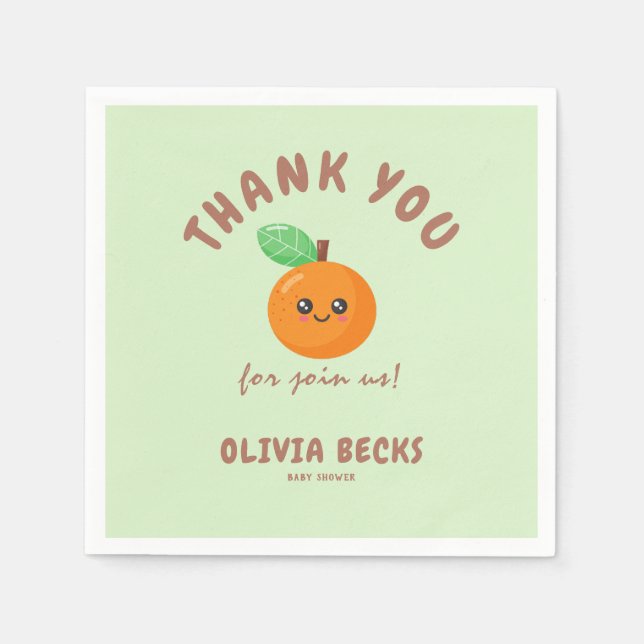 Guardanapo De Papel Pequeno Chá de fraldas de Laranja Cutie (Frente)