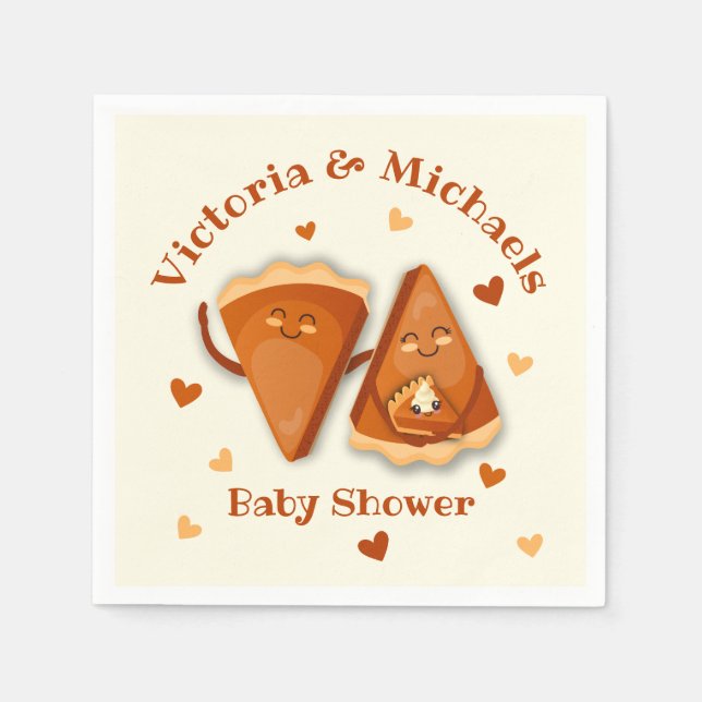 Guardanapo De Papel Pequeno Chá de fraldas de outono de Pizza de Abóbo (Frente)