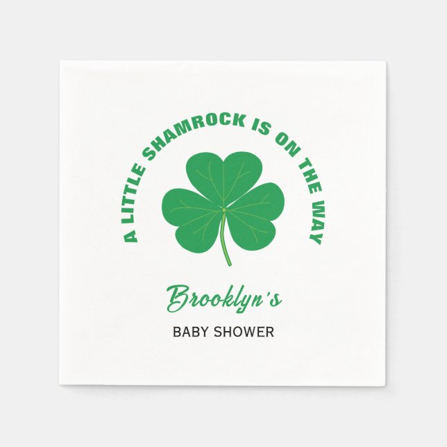 Guardanapo De Papel Pequeno Chá de fraldas De Shamrock Irlandês Branco (Frente)