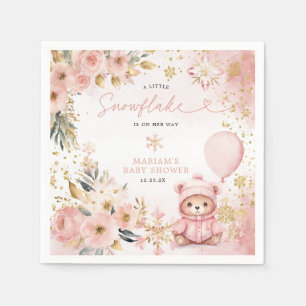Guardanapo De Papel Pequeno Chá de fraldas de Urso Floral Rosa Rosa