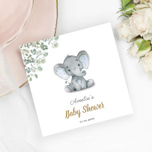 Guardanapo De Papel Pequeno Chá de fraldas Elefante Greenery