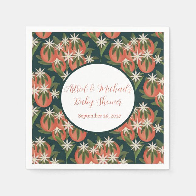 Guardanapo De Papel Pequeno Chá de fraldas Neutro Verde Clementina (Frente)