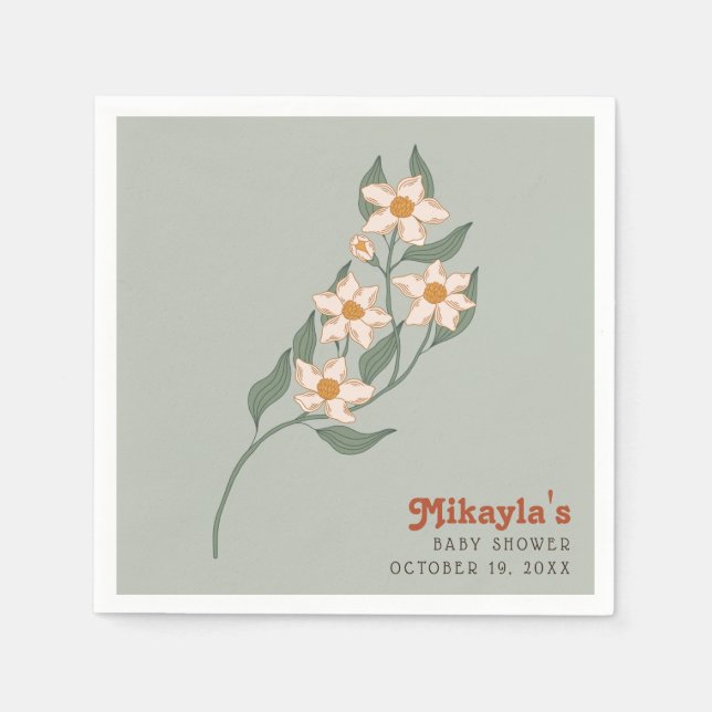 Guardanapo De Papel Pequeno Chá de fraldas Russo de Bóho de Flor Selva (Frente)