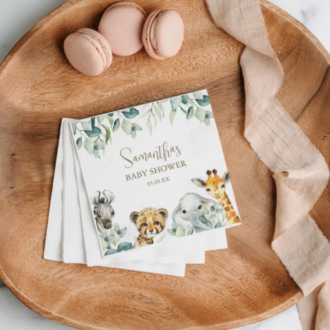 Guardanapo De Papel Pequeno Chá de fraldas Safari Selvagem (Safari Wild One Baby Shower Napkins)