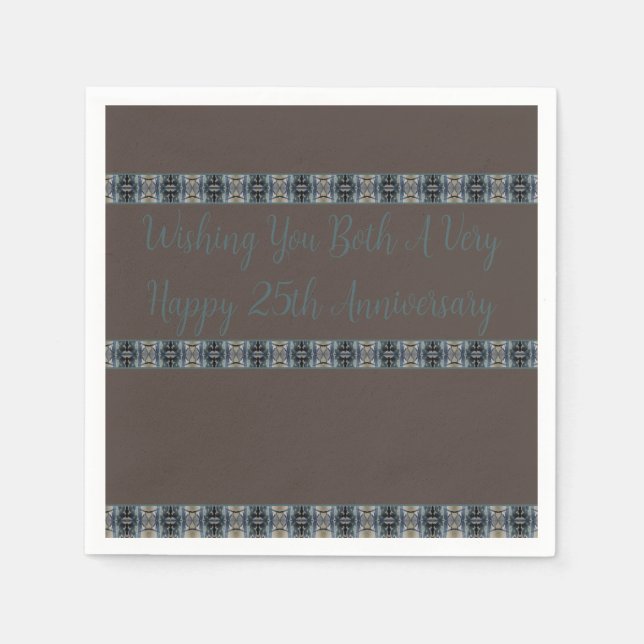 Guardanapo De Papel Pequeno Designer Castanho E Turquesa (Frente)