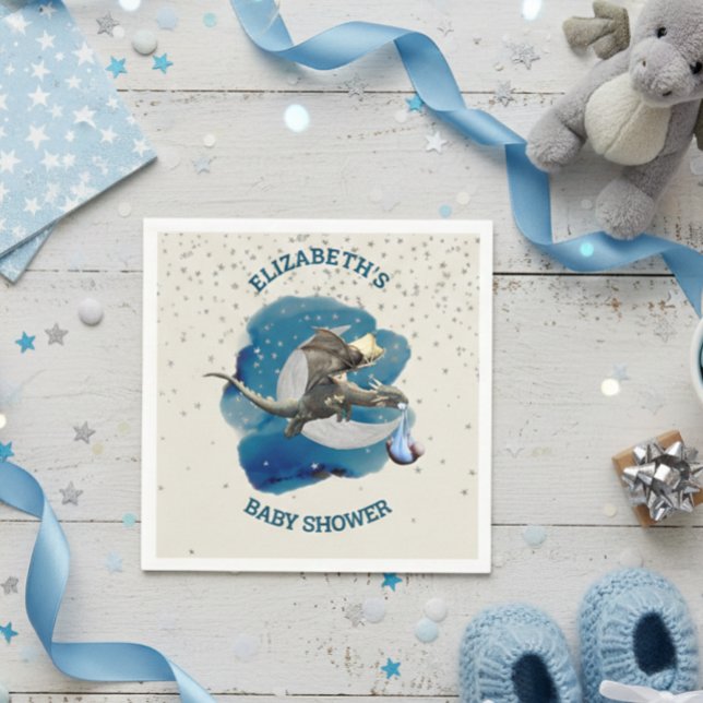 Guardanapo De Papel Pequeno Dragão Chá de fraldas Silver Star (Criador carregado)