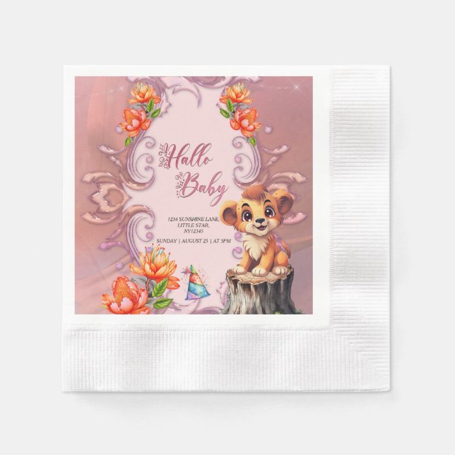 Guardanapo De Papel Pequeno e bonito leão (Frente)