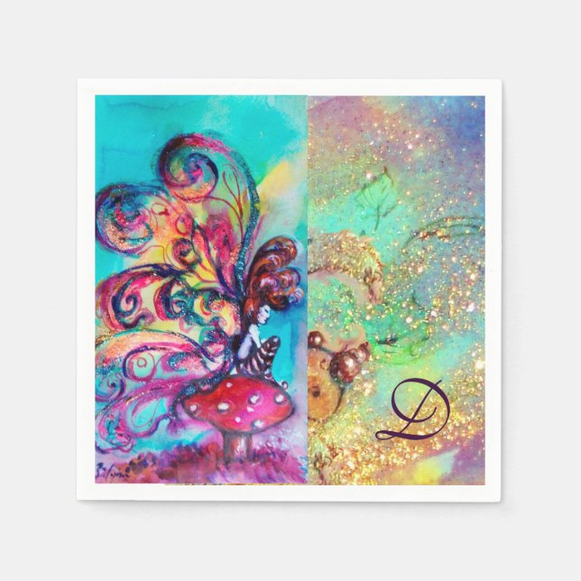 GUARDANAPO DE PAPEL PEQUENO ELF DO MONOGRAMA DOS COGUMELOS (Frente)