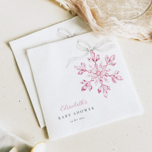 Guardanapo De Papel Pequeno Floco de Neve Chá de fraldas Rosa