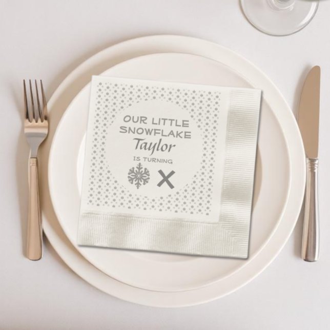 Guardanapo De Papel Pequeno Floco de Neve Qualquer Idade Aniversário (Criador carregado)