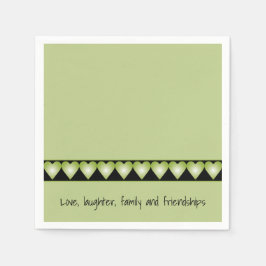 Guardanapo De Papel Pequeno padrão de coração verde acentuado