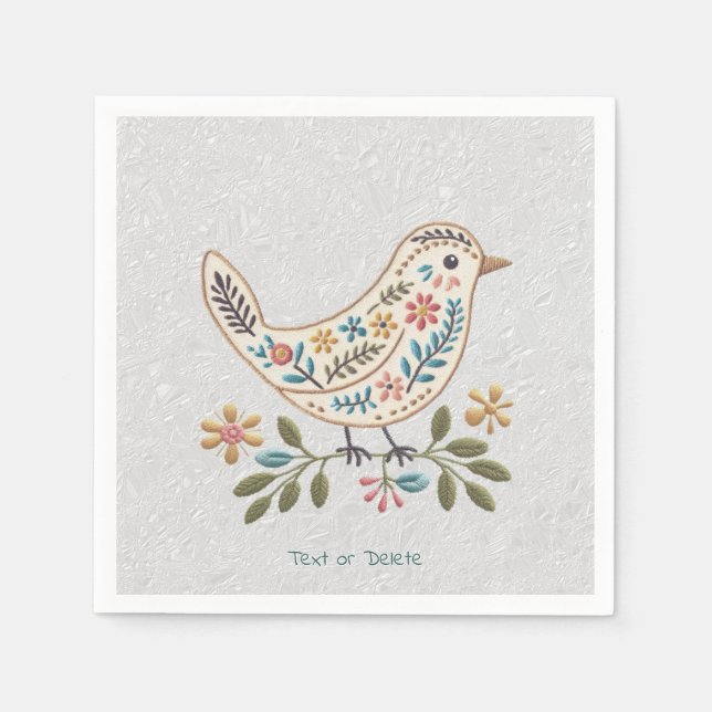 Guardanapo De Papel Pequeno Pássaro Colorido Napkins Floral (Frente)