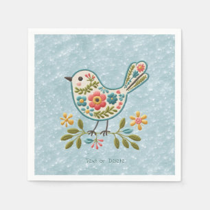 Guardanapo De Papel Pequeno Pássaro Verde Floral Deixa Napkins