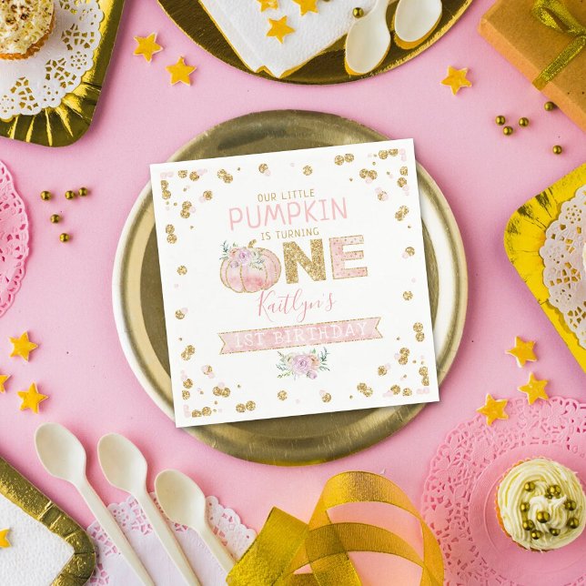 Guardanapo De Papel Pequeno primeiro aniversario de Meninas de Abóbora (Criador carregado)