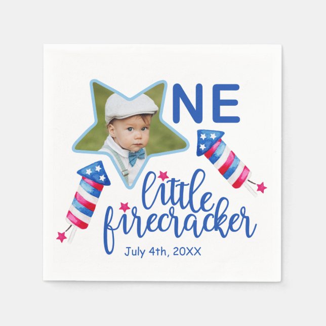 Guardanapo De Papel Pequeno primeiro aniversario Firecracker Napkins (Frente)