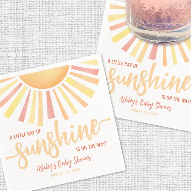 Guardanapo De Papel Pequeno Raio De Sol Chá de Bebê (Little Ray Of Sunshine Baby Shower Napkins )