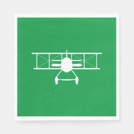 Guardanapo De Papel Perfil do avião branco sobre fundo verde