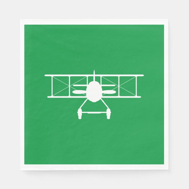 Guardanapo De Papel Perfil do avião branco sobre fundo verde (Frente)