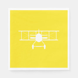 Guardanapo De Papel Perfil do Biplano Branco em Fundo Amarelo