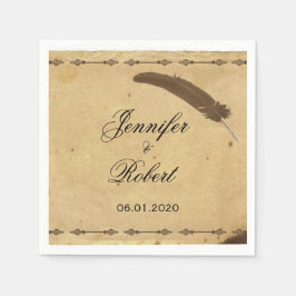 Guardanapo De Papel Pergaminho de Elegância Antigo e Moçado com Quill