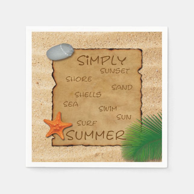 Guardanapo De Papel Pergaminho no Fundo da Areia - Papel Napkin (Frente)