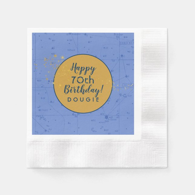 Guardanapo De Papel Periwinkle Blue Starmap Birthday (Frente)