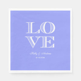 Guardanapo De Papel Periwinkle Blue, White LOVE Napkins