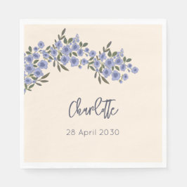 Guardanapo De Papel Periwinkle Floral Blooms Modern Nome Personalizado