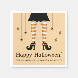 Guardanapo De Papel Pernas de Bruxas Laranja E Aranhas Feliz Halloween