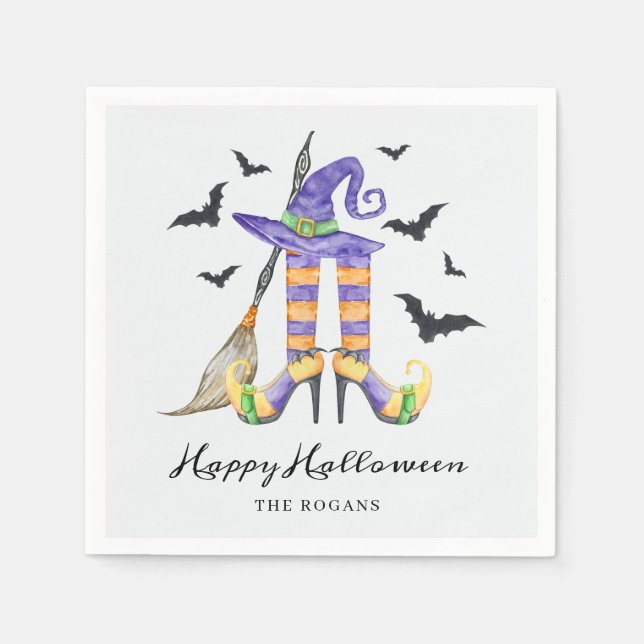 Guardanapo De Papel Pernas e Chapéu das Bruxas do Halloween (Frente)